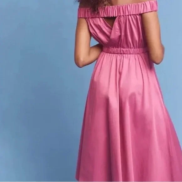 Maeve Anthropologie off shoulder dress | Fuchsia - Picture 2 of 9